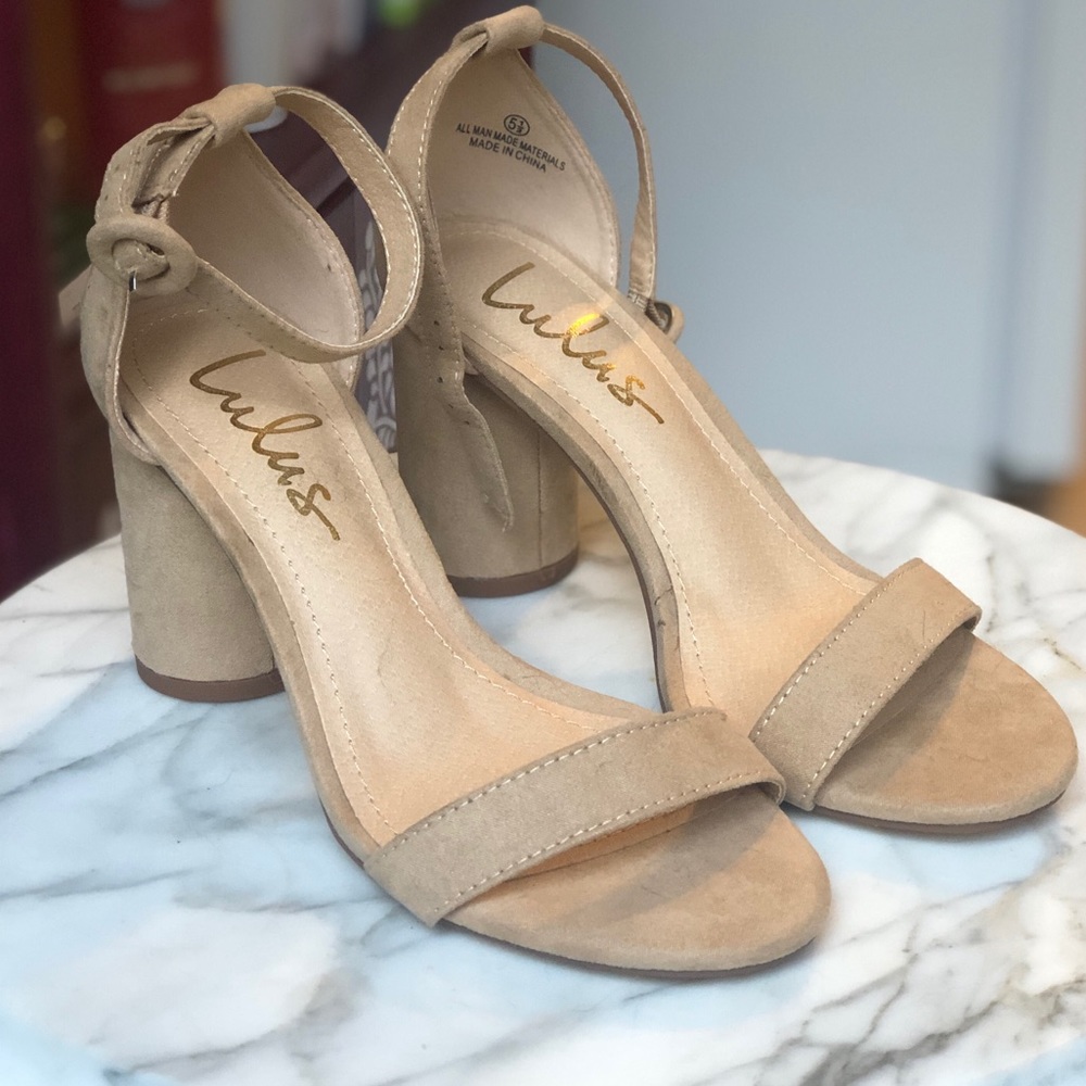Nude Suede ankle strap heel